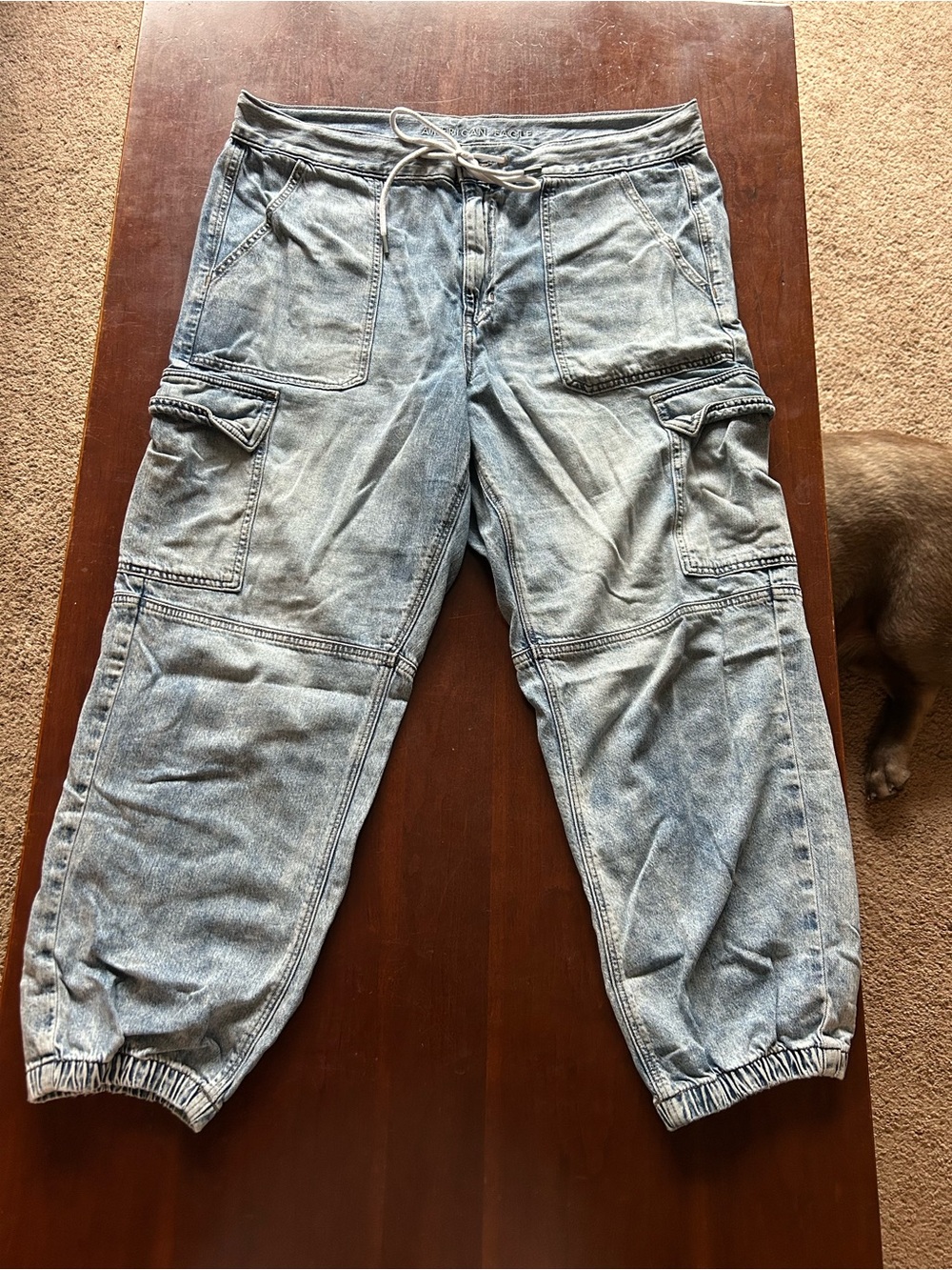 Women’s Cargo Jogger Pants in Light Blue Denim - Casual Utility Style